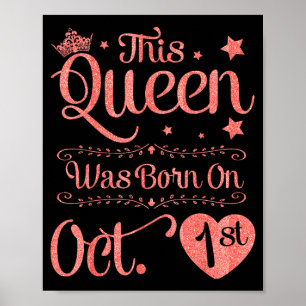 Poster Esta rainha nasceu em 1 de outubro feliz aniversár