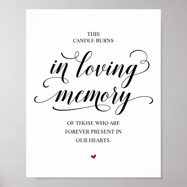 Poster Esta vela arde em memória amorosa Placa comemorati (Frente)
