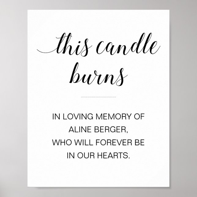 Poster Esta Vela Queima Em Memória Amorosa Funeral (Frente)