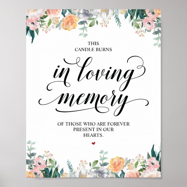 Poster Esta vela queima em memória amorosa Placa Comemora (Frente)