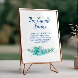 Poster Esta Vela Queima Greenery Blue Wedding Memorial