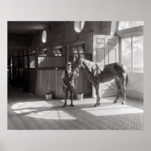Poster Estábulo de Cavalos de Pólo, 1933. Foto Vintage