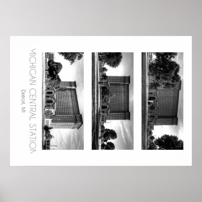 Poster Estação Central de Comboio de Michigan (Frente)