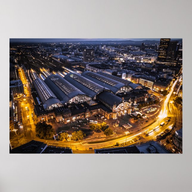 Poster Estação central de Frankfurt FFM HBF a Main (Frente)