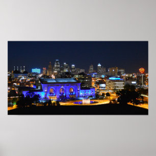 Póster Estação da união no azul, Kansas City (19x10)