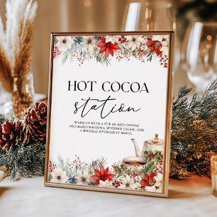 Poster Estação de Cacau Quente Festa de Chá de Natal