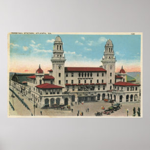 Poster Estação de caminhos-de-ferro terminal, vintage
