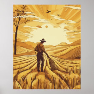 Poster estação de colheita de trigo