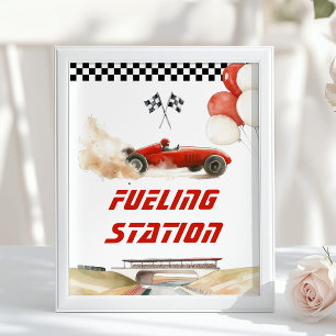 Poster Estação de Combustível Vermelho Race Car Bebidas d