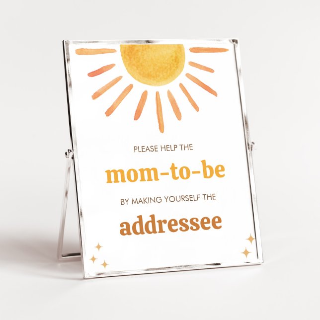 Poster Estação de Envelop de Chá de fraldas Sunshine Retr (Boy Boho Sunshine Baby Shower Envelope Station Sign)