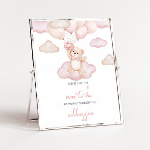 Poster Estação de Envelope BabyShower de Bebê Rosa Balão