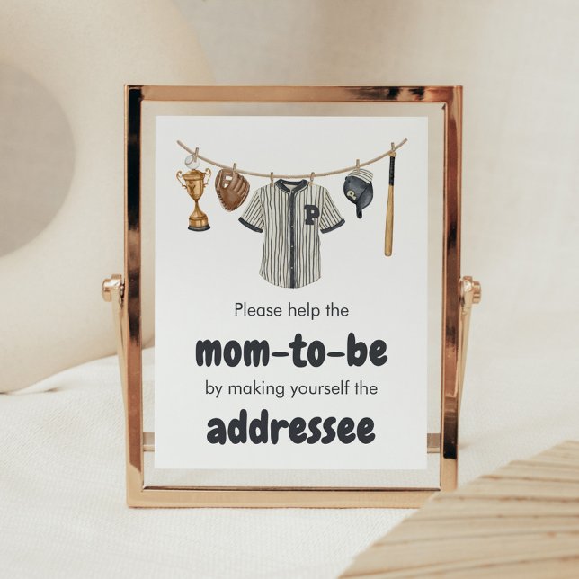 Poster Estação de Envelope Baseball Little Slugger (Baseball Little Slugger Clothesline Baby Shower Envelope Station Sign)