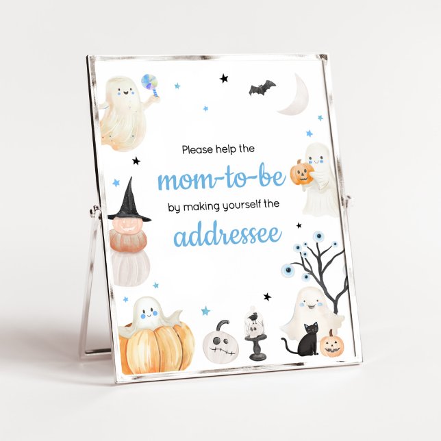 Poster Estação de Envelope Boo do Boy Halloween (A Little Boo Baby Shower Envelope Station Sign)