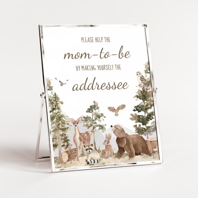 Poster Estação de Envelope de Animais da Floresta Adventu (Woodland Animals Adventure Awaits Baby Shower Envelope Station Sign)