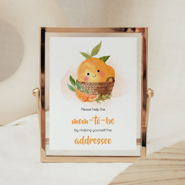 Poster Estação de Envelope Laranja Citrus Little Cutie (Little Cutie Orange Citrus Baby Shower Envelope Station Sign)