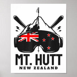 Poster Estação de Esqui Mt Hutt Nova Zelândia Esqui Retro