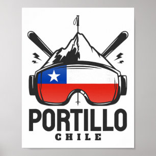 Poster Estação de Esqui Portillo Chile Esqui Retro