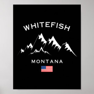 Poster Estação de Esqui Whitefish Montana Montanhas Rocho