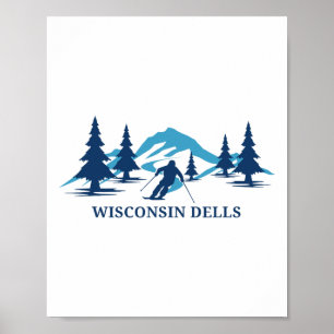 Poster Estação de Esqui Wisconsin Dells Esquiando Esquiad