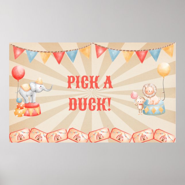 Poster Estação de Festa de aniversário do Circus Watercol (Frente)