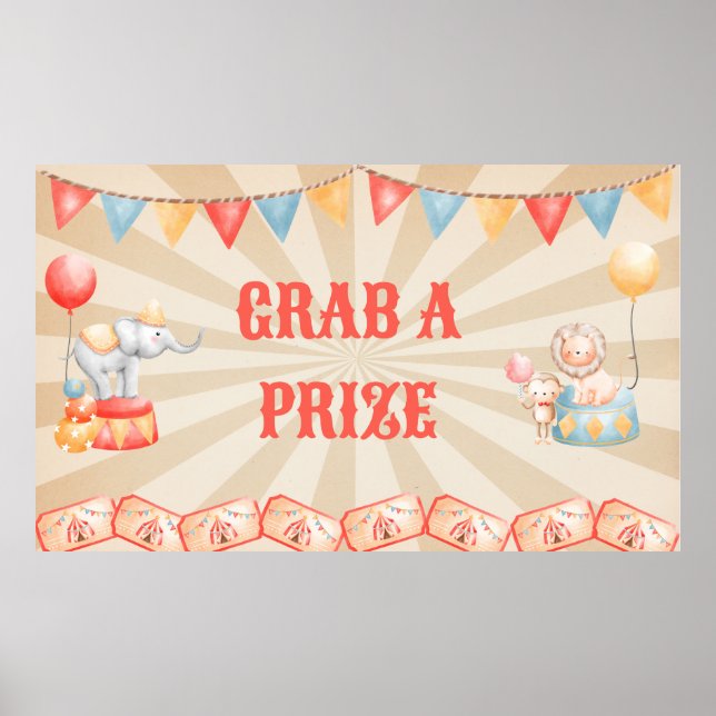 Poster Estação de Festa de aniversário do Circus Watercol (Frente)