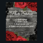 Poster Estação de Fotografia de Casamento de Locais Negro<br><div class="desc">Cartões e Presentes Sinal de Mesa de Casamento</div>