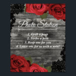 Poster Estação de Fotografia de Casamento de Locais Negro<br><div class="desc">Cartões e Presentes Sinal de Mesa de Casamento</div>