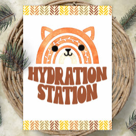 Poster Estação de Hidratação 5 x 7 Boho Woodland Fox Birt