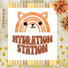 Poster Estação de Hidratação Boho Woodland Fox Birthday