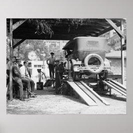 Póster Estação de Serviço de Automóveis, 1924. Foto Antig