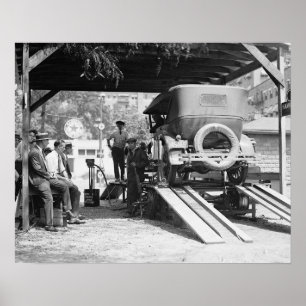 Póster Estação de Serviço de Automóveis, 1924. Foto Antig