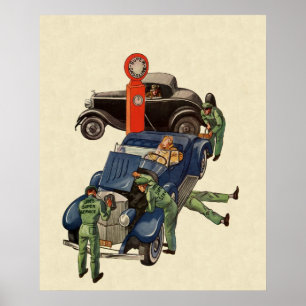 Póster Estação de serviço de Cheio de Joe, Vintage Busine