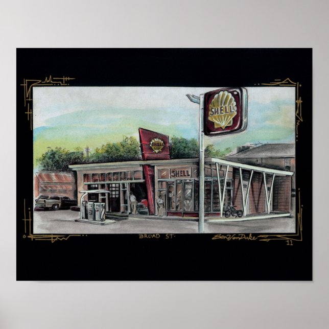 Póster Estação de Shell de Ruas Ampla (Frente)