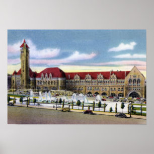 Póster Estação e fontes da união de St Louis Missouri