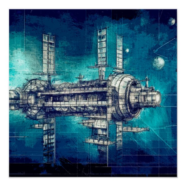 Póster Estação espacial (Frente)