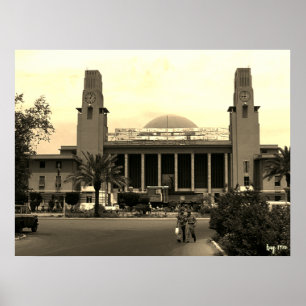 Poster Estação ferroviária central de Bagdá no Iraque ant