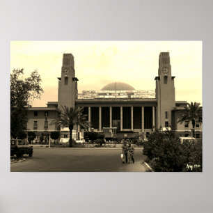 Poster Estação ferroviária central de Bagdá no Iraque ant