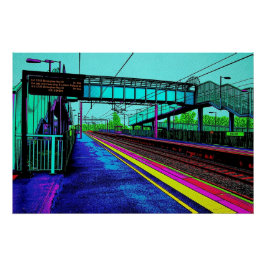 Póster Estação Ferroviária de Tile Hill em Estilo Pop Art