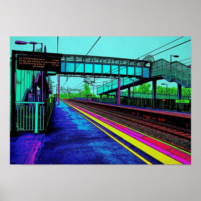 Poster Estação Ferroviária de Tile Hill em Estilo Pop Art (Frente)