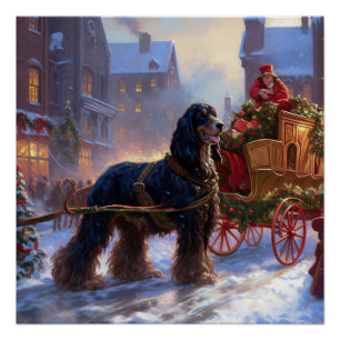Póster Estação Festiva de Natal do Cocker Spaniel