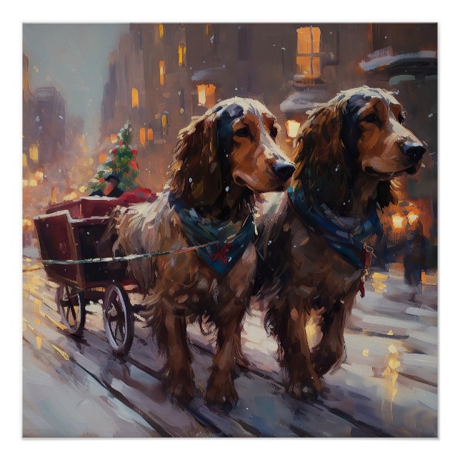 Póster Estação Festiva de Natal Inglês Cocker Spaniel (Frente)