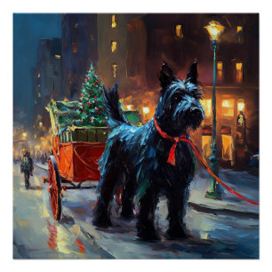 Póster Estação Festiva Terrier Christmas da Escócia