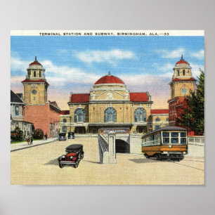 Póster Estação & metro, vintage de Birmingham, Alabama