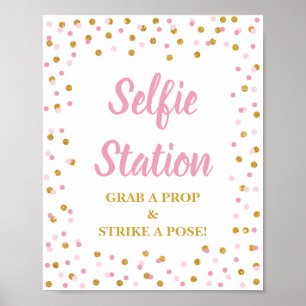 Poster Estação Selfie Agarra-a a um Sinal de Dose Rosa
