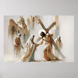 Poster Estações da Cruz Jesus Encontra a Sua Mãe