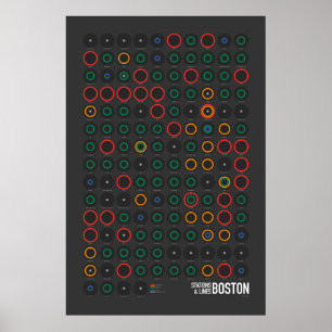 Póster Estações & linhas: Boston (escura)
