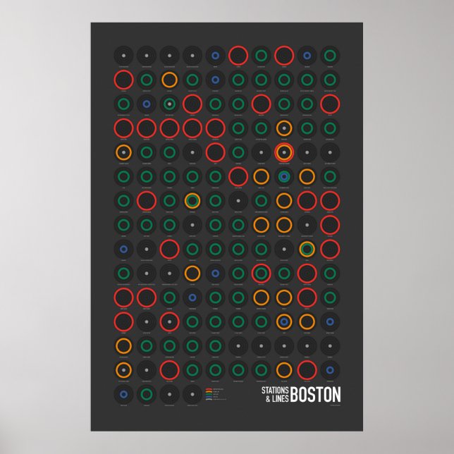 Póster Estações & Linhas: Boston (Escuro) (Frente)