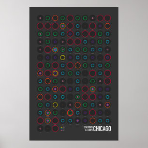 Póster Estações & Linhas: Chicago (Escuro)