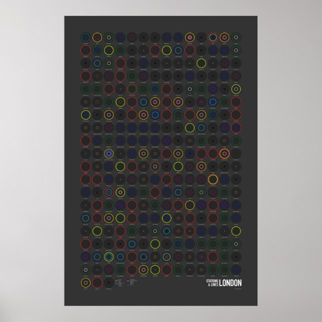 Póster Estações & Linhas: Londres (Escuro) (Frente)