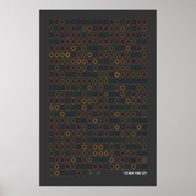 Póster Estações & Linhas: Nova York (Escuro) (Frente)